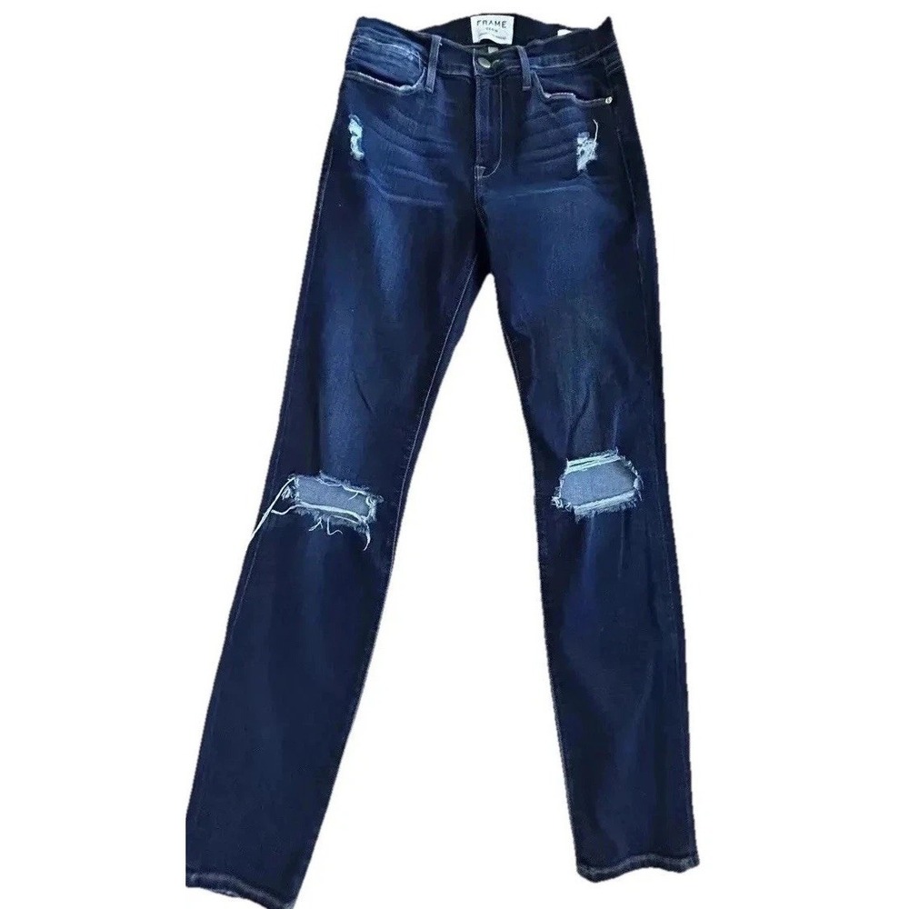 Frame Jeans Women's 27‎ Waist Le High Skinny Distressed 28" Ankle Length Inseam